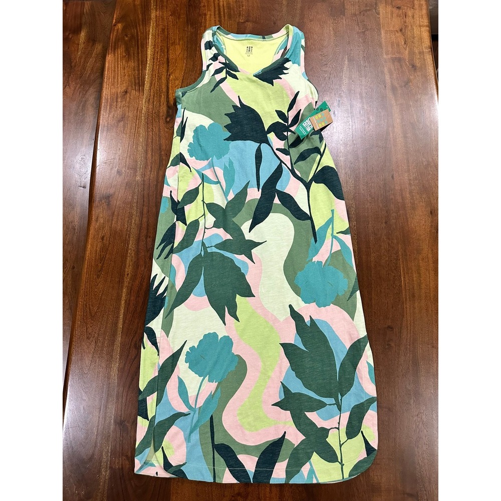 Title Nine Danvers Midi Dress Lime Tree Print Floral Tank Dress Green Size M NWT